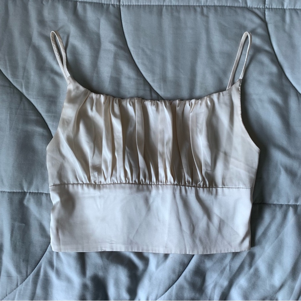 small champagne white cropped cami top